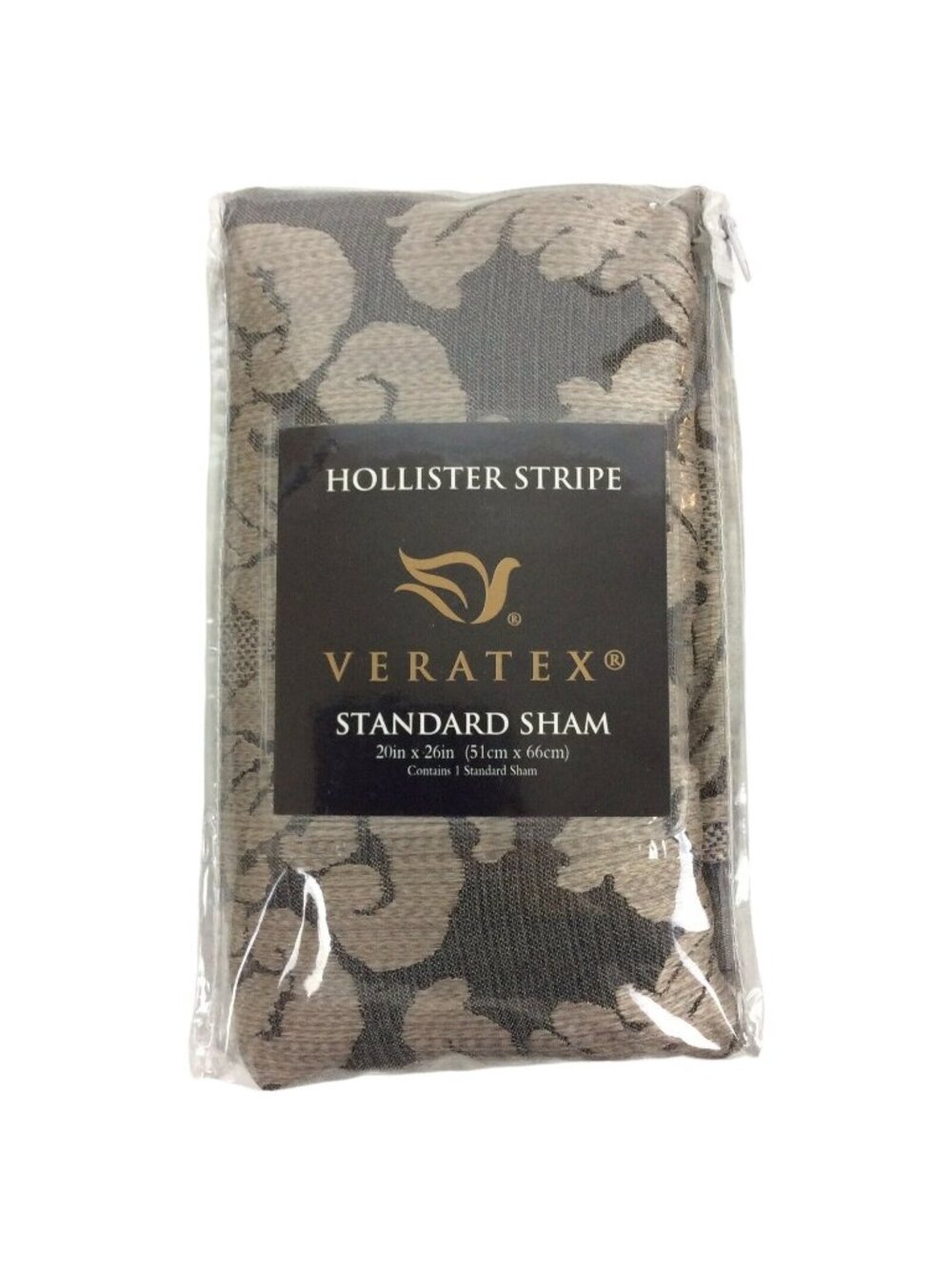 Veratex Hollister Stripe Standard Sham Floral Damask Polyester Pillowcase
